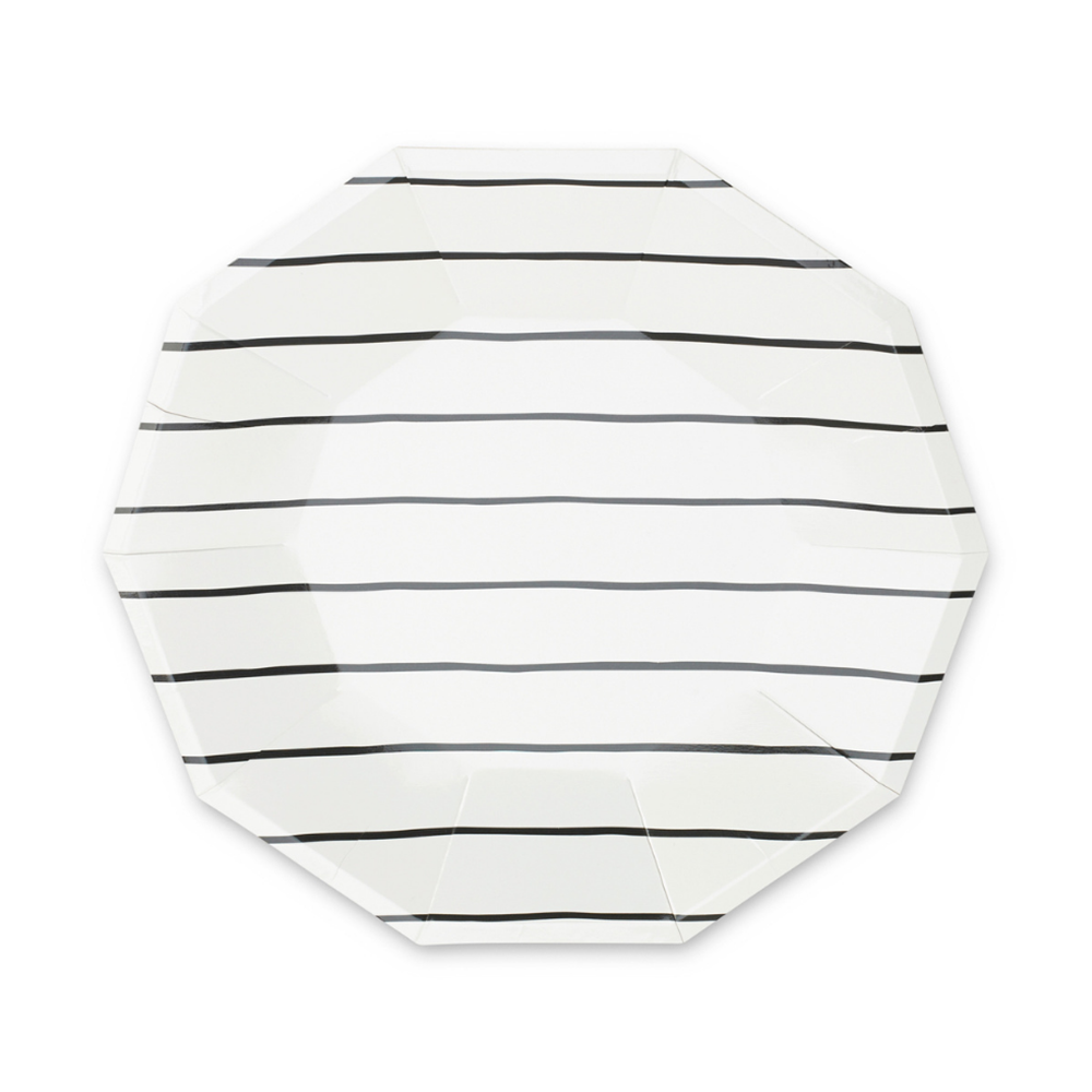 Ink Frenchie Striped Large Plates (8 per pack)