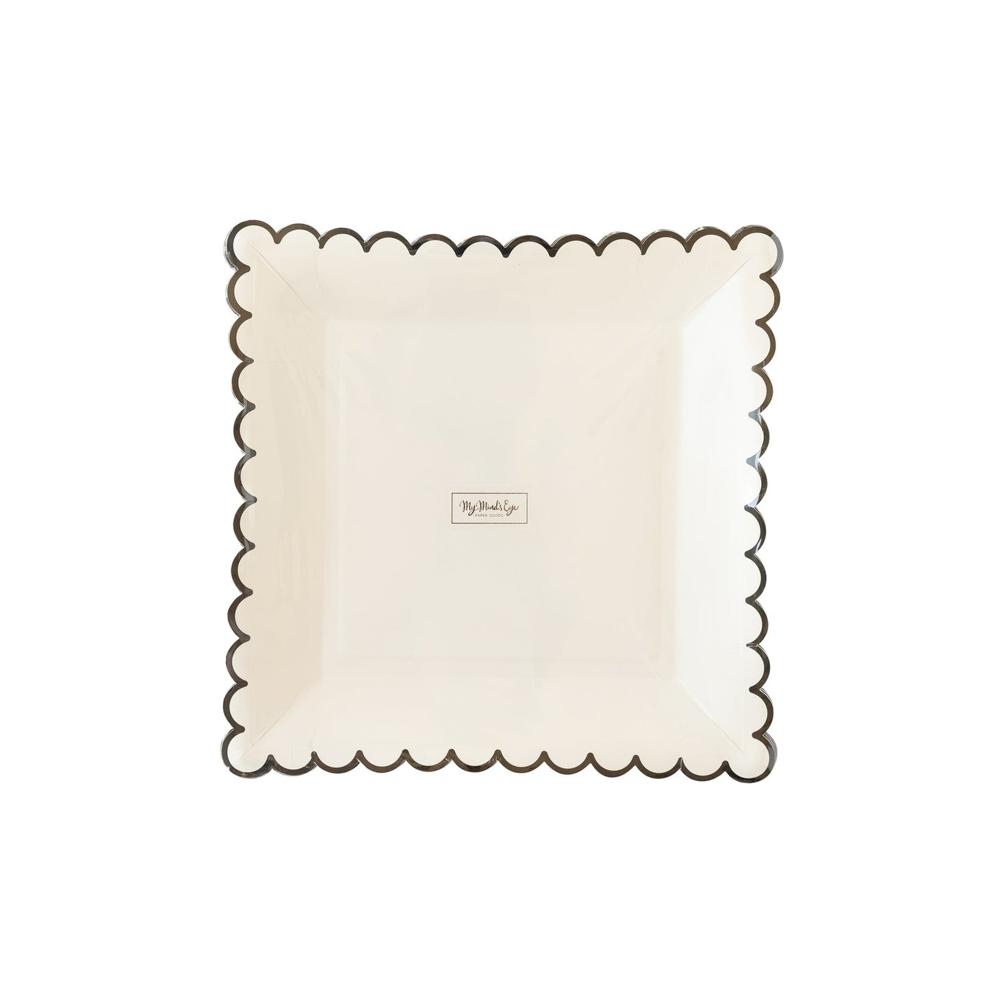 White With Black Scallop Edge Large Plates (8 per pack)