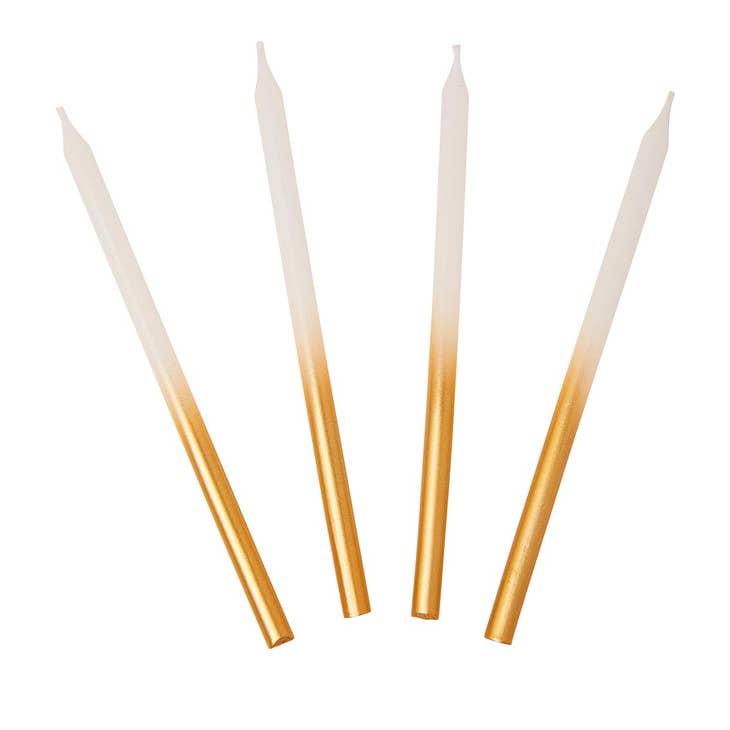 Gold & White Luxe Birthday Candles (16 per pack)