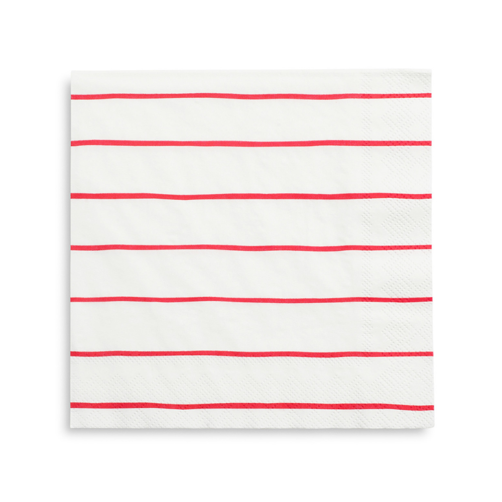 Candy Apple Frenchie Striped Large Napkins (16 per pack)