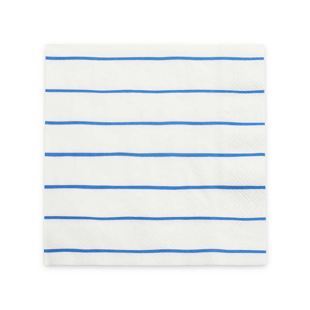 Cobalt Frenchie Striped Large Napkins (16 per pack)