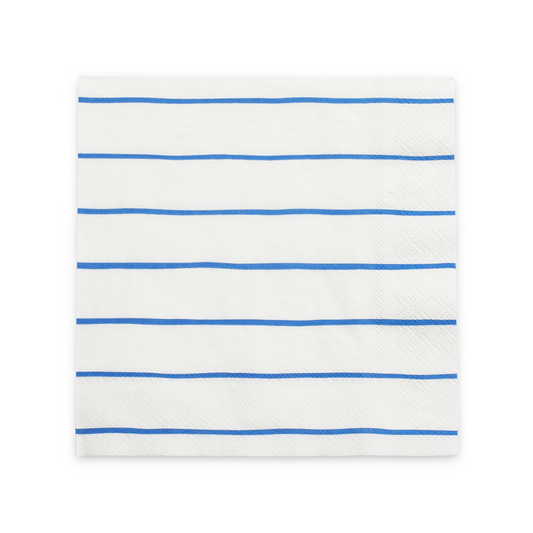 Cobalt Frenchie Striped Large Napkins (16 per pack)