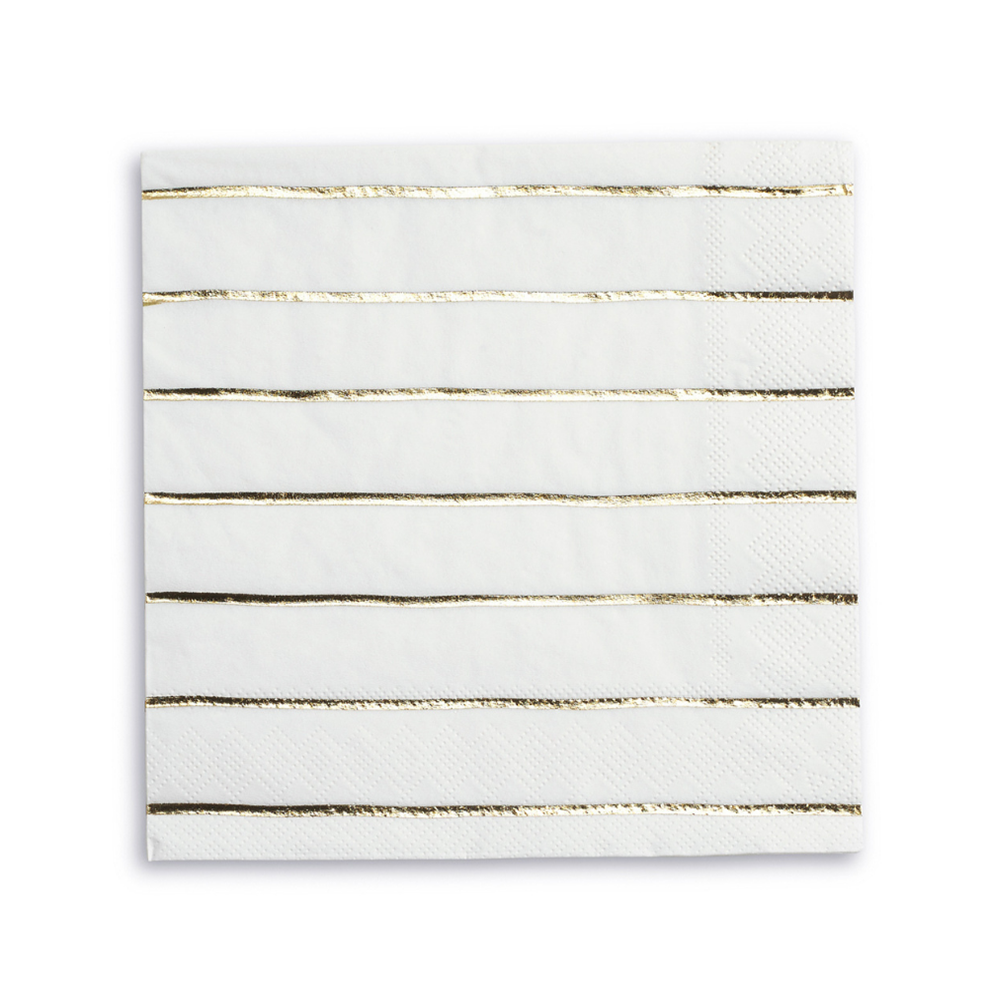 Gold Frenchie Striped Large Napkins (16 per pack)