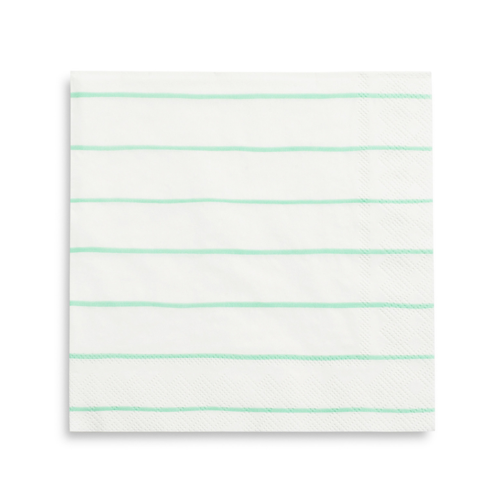 Mint Frenchie Striped Large Napkins (16 per pack)