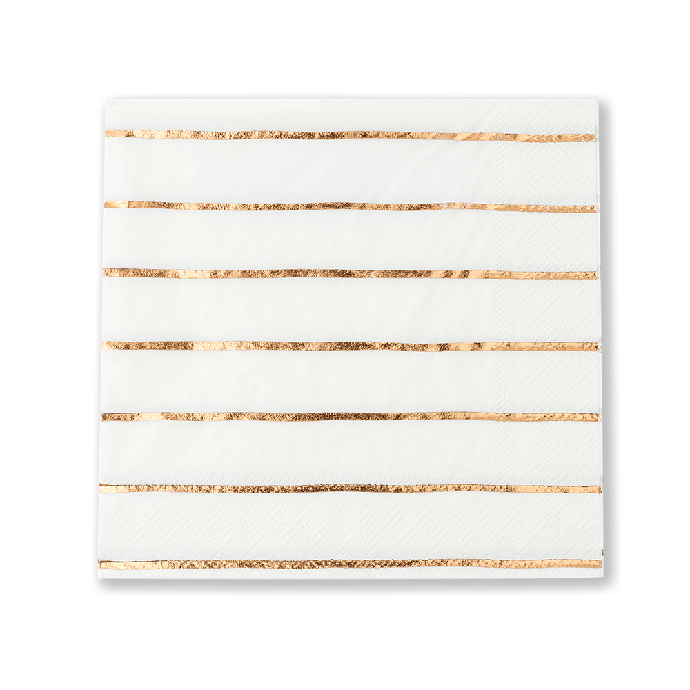 Rose Gold Frenchie Striped Large Napkins (16 per pack)