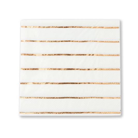 Rose Gold Frenchie Striped Large Napkins (16 per pack)