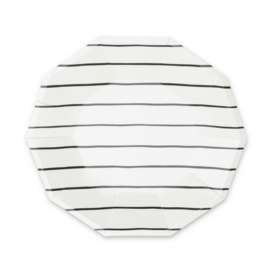 Ink Frenchie Striped Large Plates (8 per pack)