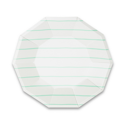 Mint Frenchie Striped Large Plates (8 per pack)