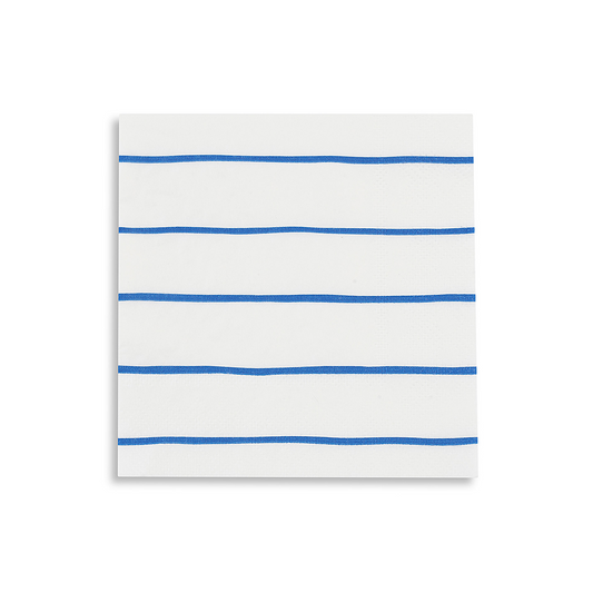 Cobalt Frenchie Striped Petite Napkins (16 per pack)