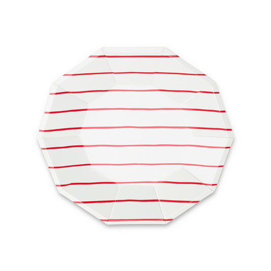 Candy Apple Frenchie Striped Small Plates (8 per pack)