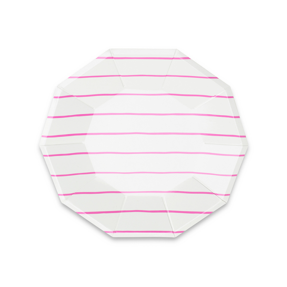 Cerise Frenchie Striped Small Plates (8 per pack)