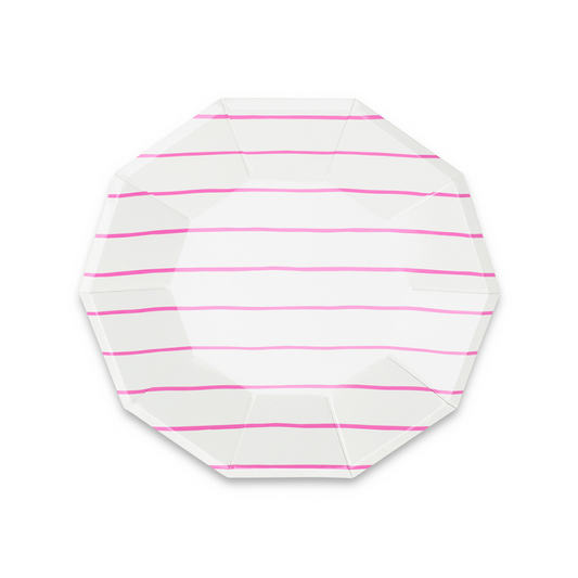 Cerise Frenchie Striped Small Plates (8 per pack)