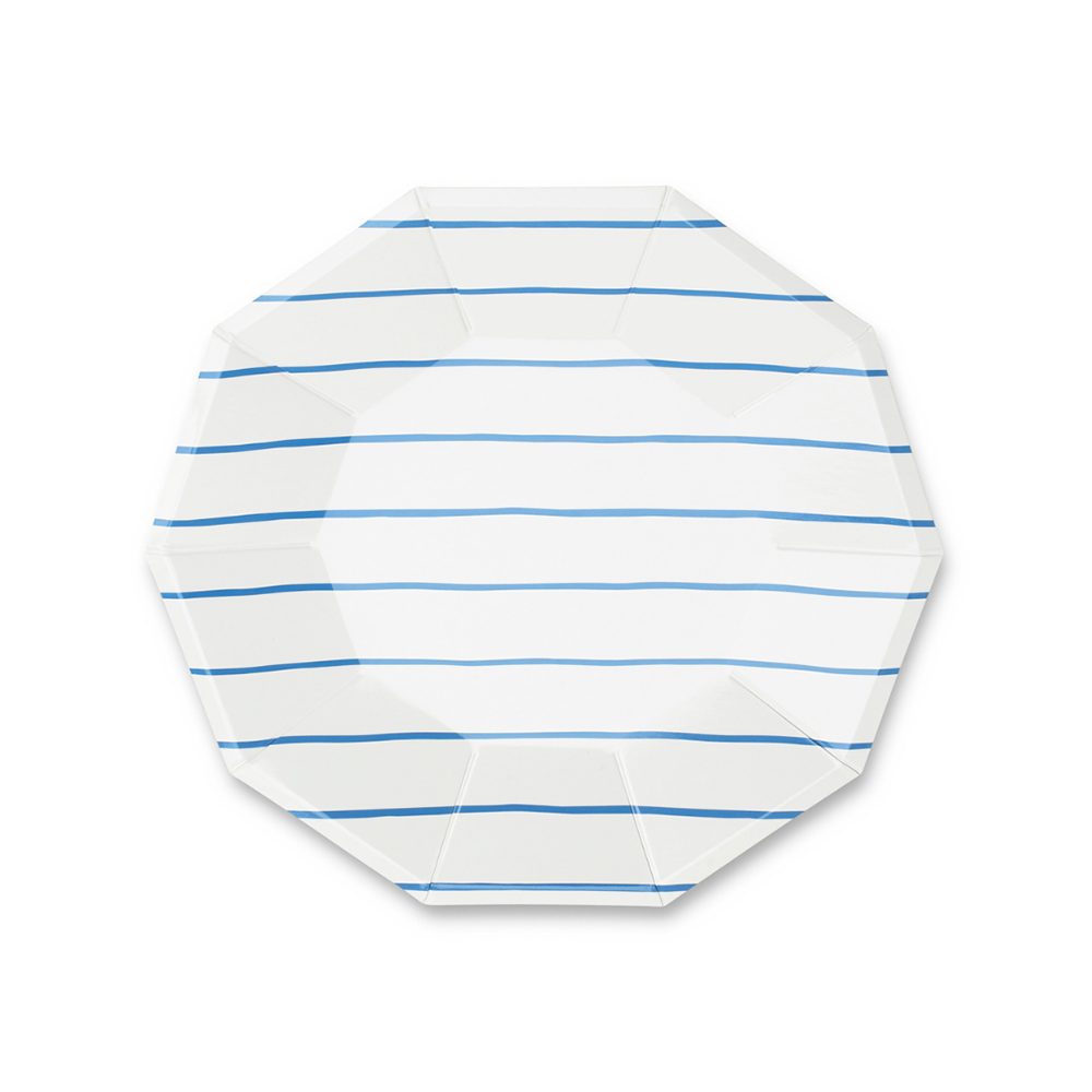 Cobalt Frenchie Striped Small Plates (8 per pack)