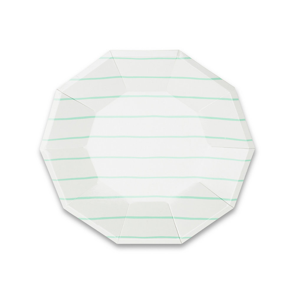 Mint Frenchie Striped Small Plates (8 per pack)