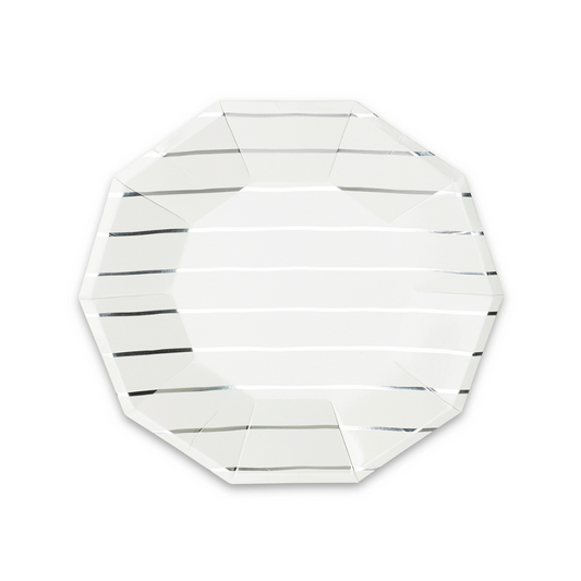 Silver Frenchie Striped Small Plates (8 per pack)