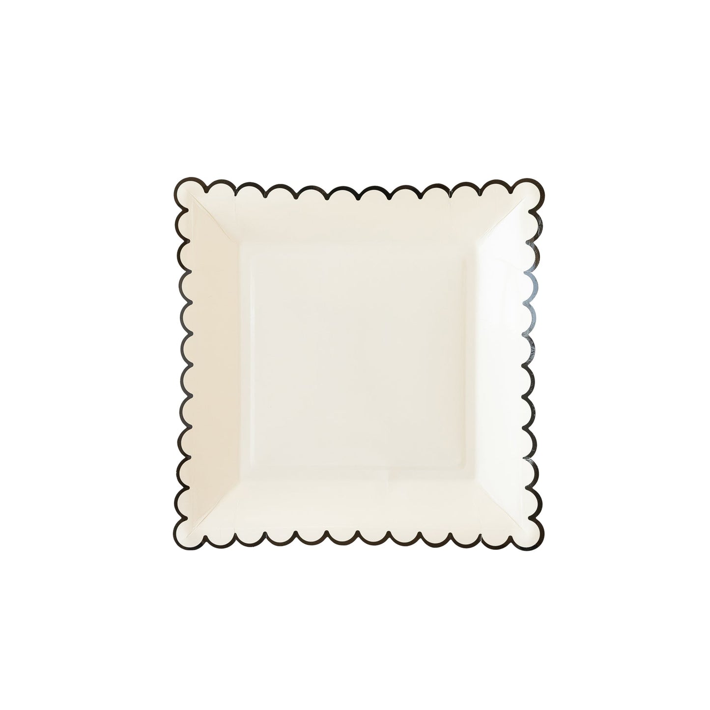 White With Black Scallop Edge Large Plates (8 per pack)