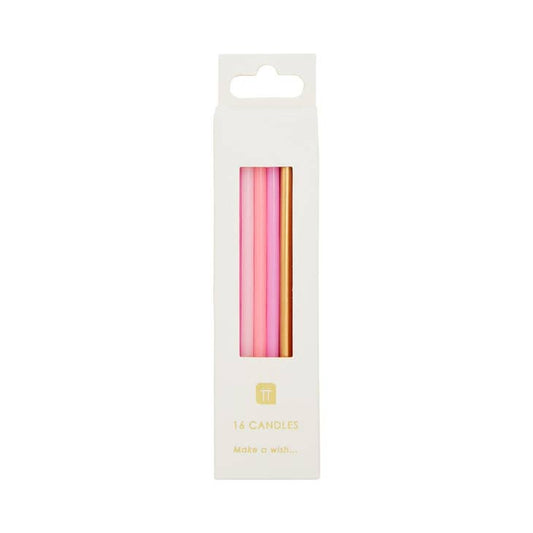 Tall Rose & Gold Birthday Candles (16 per pack)