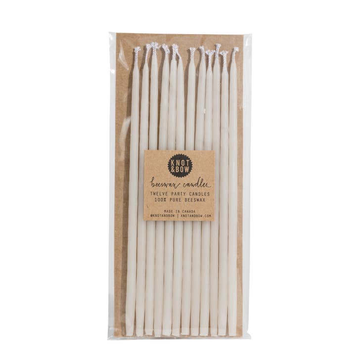 Ivory Tall Beeswax Birthday Candles (12 per pack)