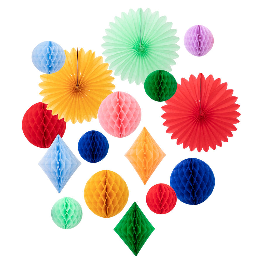 Rainbow Honeycomb Decoration Kit (16 per pack)