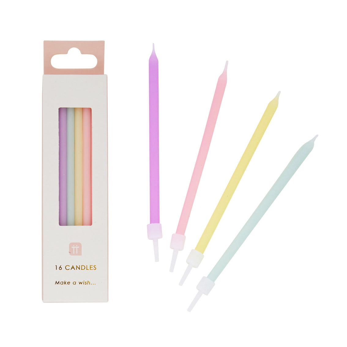 Tall Pastel Birthday Candles (16 per pack)