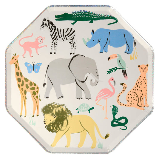 Safari Animals Large Plates (8 per pack)