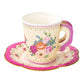 Vintage Paper Cup & Saucer Set (12 per pack)