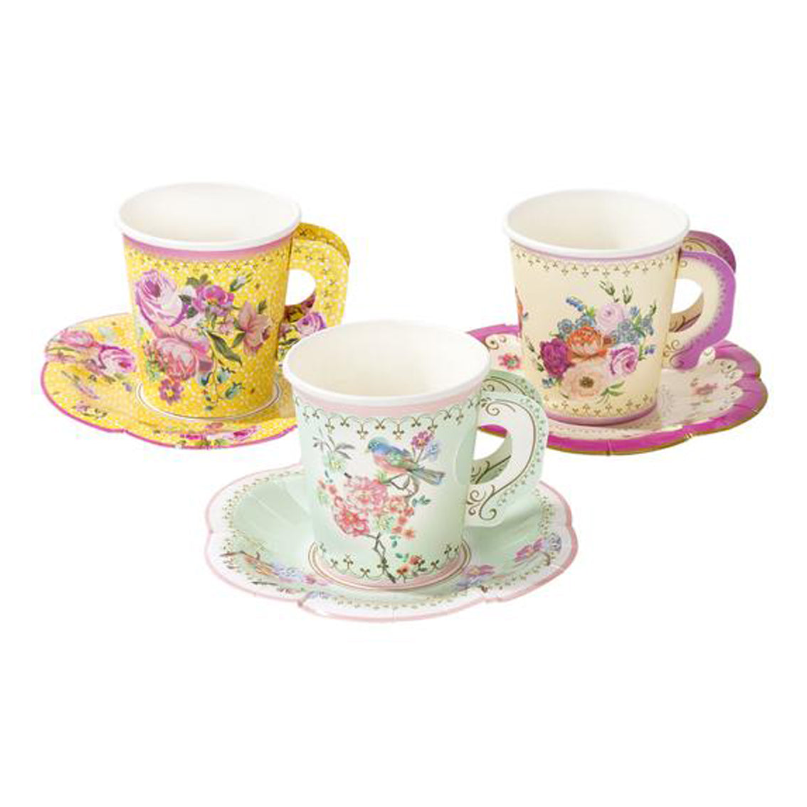 Vintage Paper Cup & Saucer Set (12 per pack)